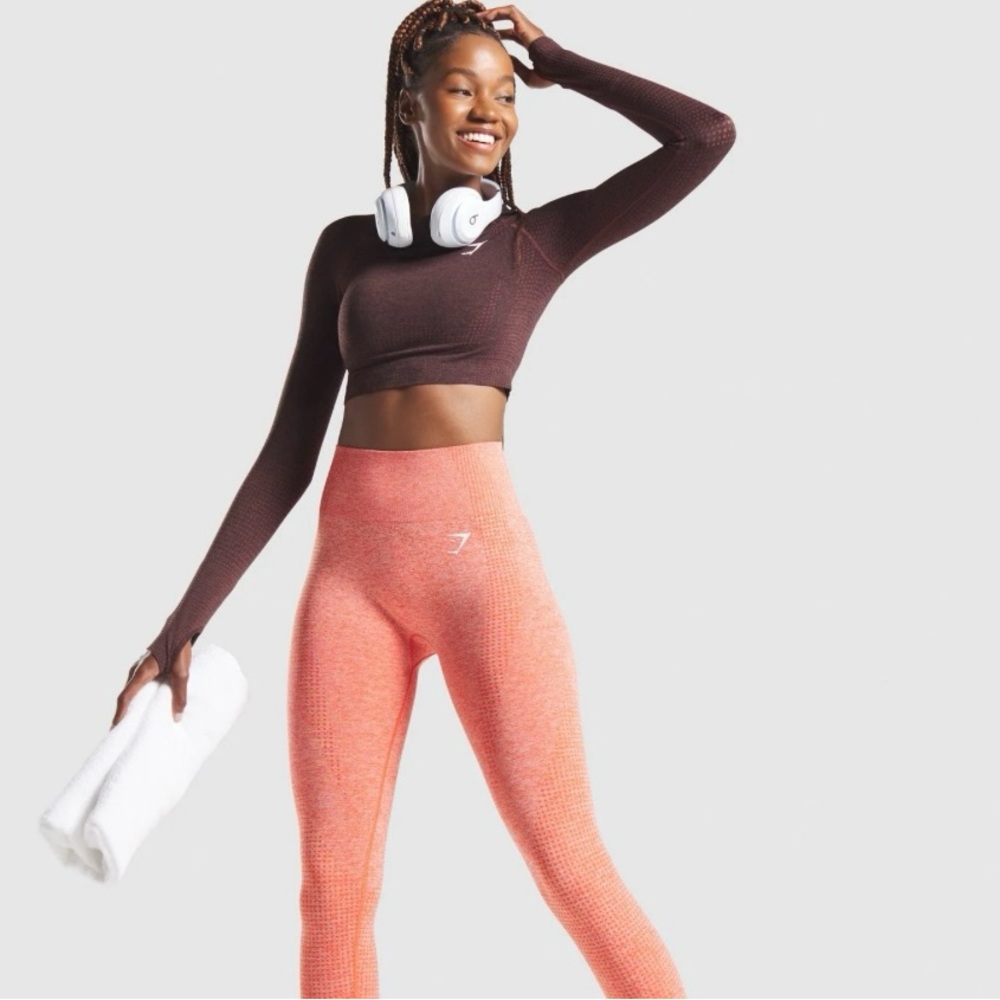 Gymshark Vital Seamless Brown Crop Top